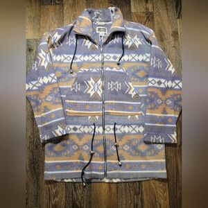 Vintage 90s G4000 Fleece Jacket Medium Aztec Southwestern Print Purple